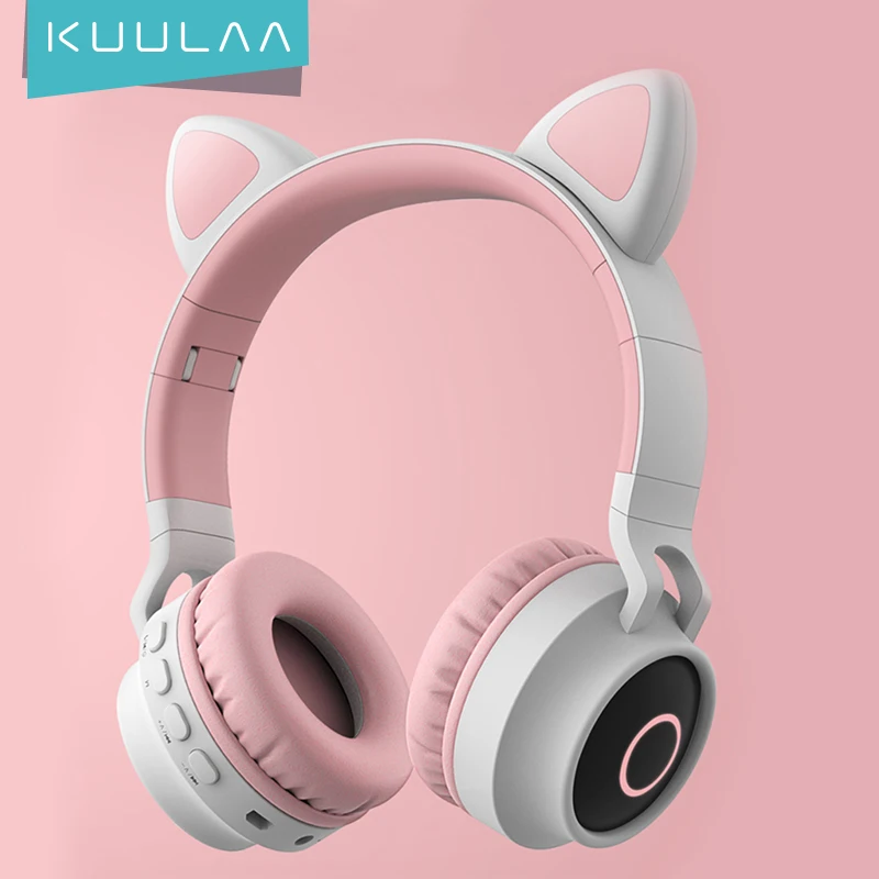 KUULAA New LED Cat Ear Noise Cancelling Headphones Bluetooth 5.0 Young