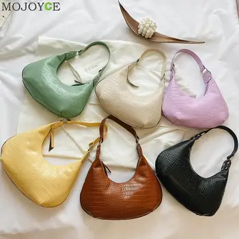 

Retro Alligator PU Leather Handbags Women Solid Color Shoulder Underarm Bag Female Fashion Travel Hobos Purse