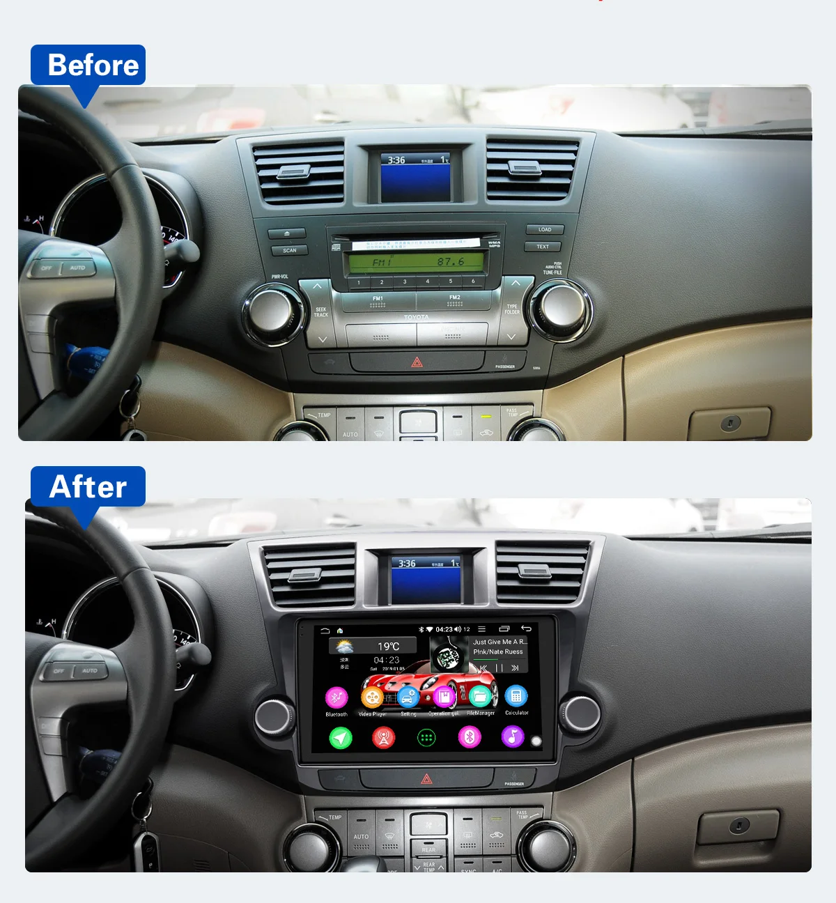 Excellent DSP Carplay 10.1" Android 8.1 Car Multimedia Radio for Toyota Highlander 2009-2014 GPS Subwoofer SPDIF WiFi 4G SIM DVR DAB OBD 7