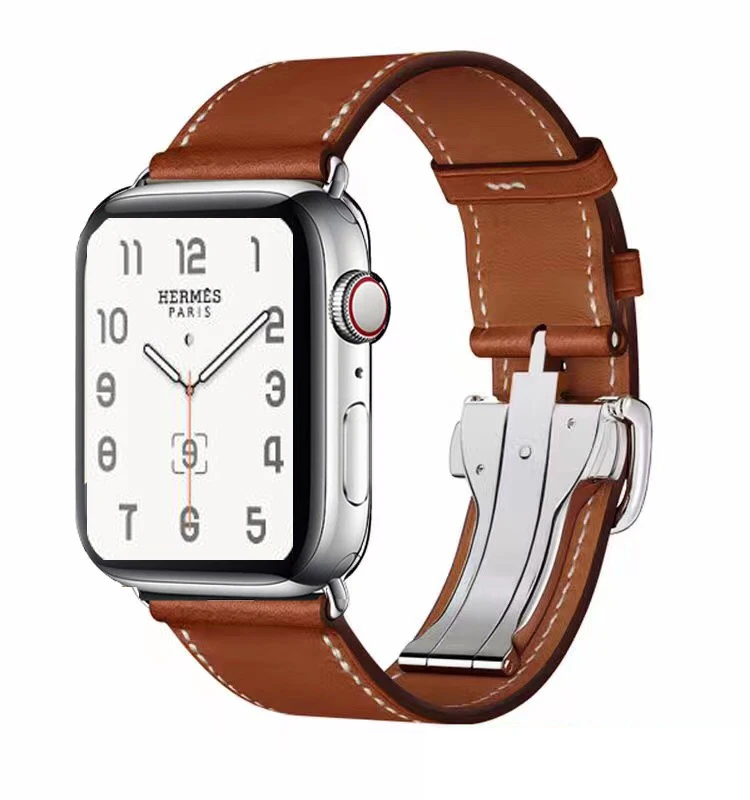 Single Tour Deployment band for apple watch 38mm 42mm 40mm 44mm iwatch strap series 6 7se 5 4 3 2 1 Leather loop 41mm 45mm | Наручные