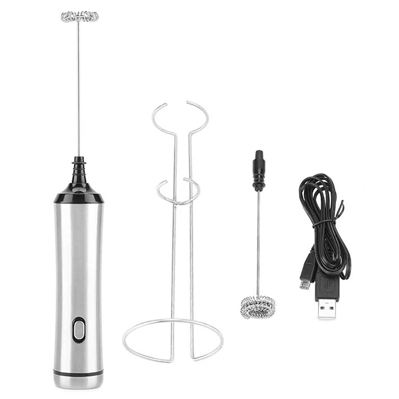 Milk Frother, Handheld Stainless Steel Electric Foam Maker USB