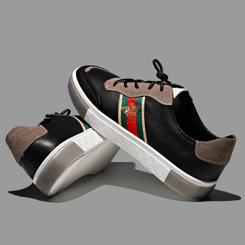 2020 Men Shoes Genuine Leather Bee Embroidery Board White Casual Shoes Sneakers Vulcanized Couple Trainers Zapatos De Hombre 2020 Men Shoes Genuine Leather Bee Embroidery Board White Casual Shoes Sneakers Vulcanized Couple Trainers Zapatos De Hombre