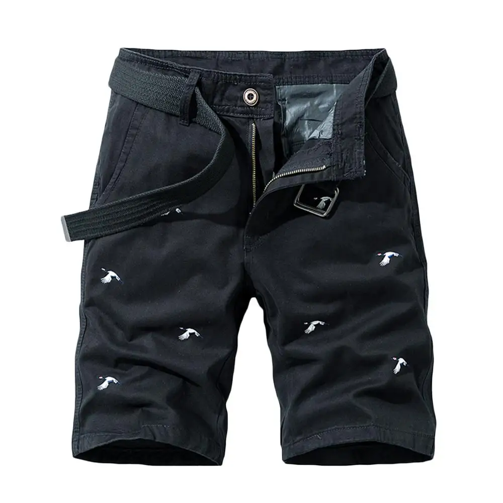 

Cloudstyle Men Shorts Solid Color Straight Tooling Embroidery Casual Male Shorts Comfortable Breathable Wear-Resistant Summer
