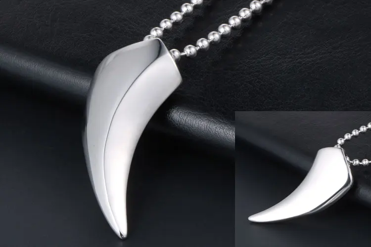 个性狼牙钛钢男士项链时尚潮人女钛钢吊坠 (4)