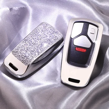 

Diamond Car Key Cover Case Protection For Audi A4 B9 Q5 Q7 TT TTS 8S 2016 2017 Chain Keyring for Girls Women Gifts Artificial