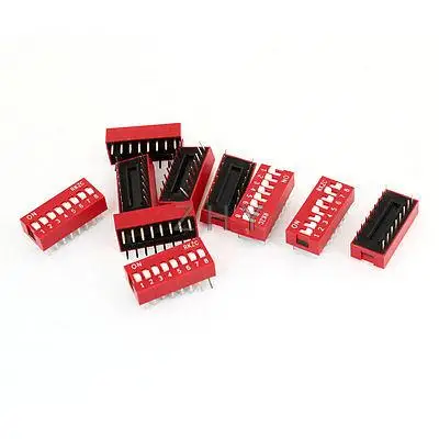 

10 Pcs Electronic Component 8 Ways Double Rows Slide Type DIP Switch Red