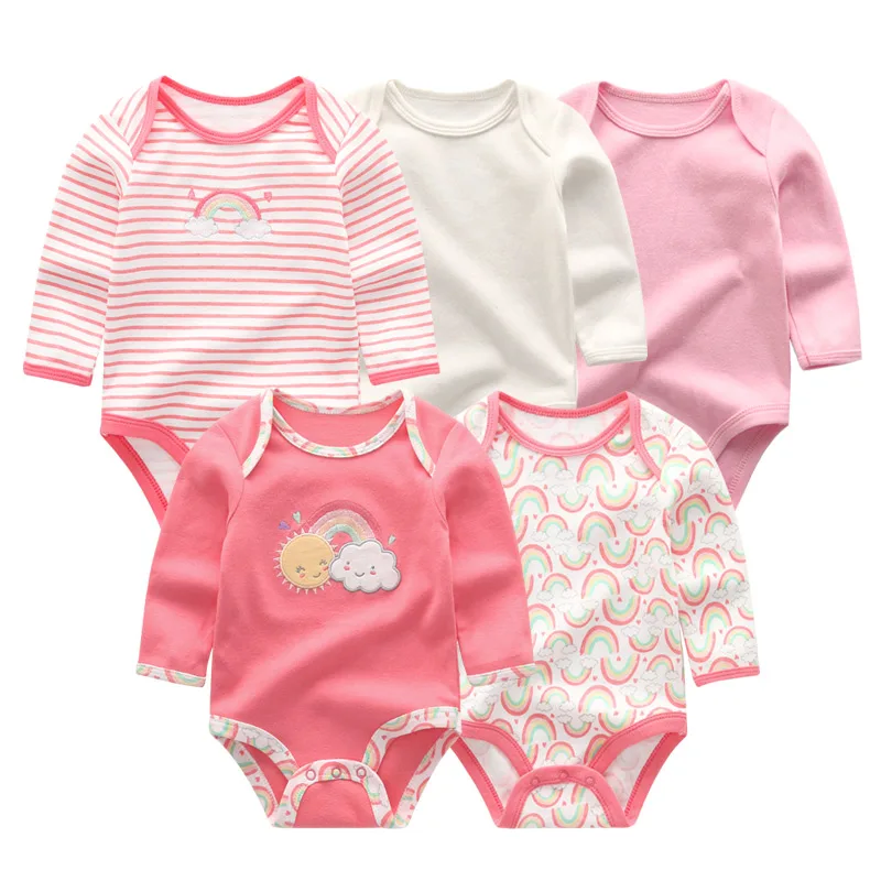 

5 PCS/lot newbron long sleeve cotton baby rompers baby jumpsuit girls baby girl romper roupa de bebe baby girl clothes
