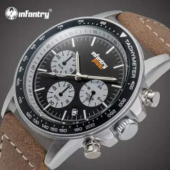 

INFANTRY Mens Watches Top Brand Luxury Chronograph Military Watch Men Date Army Leather Watches for Men Clock Relogio Masculino
