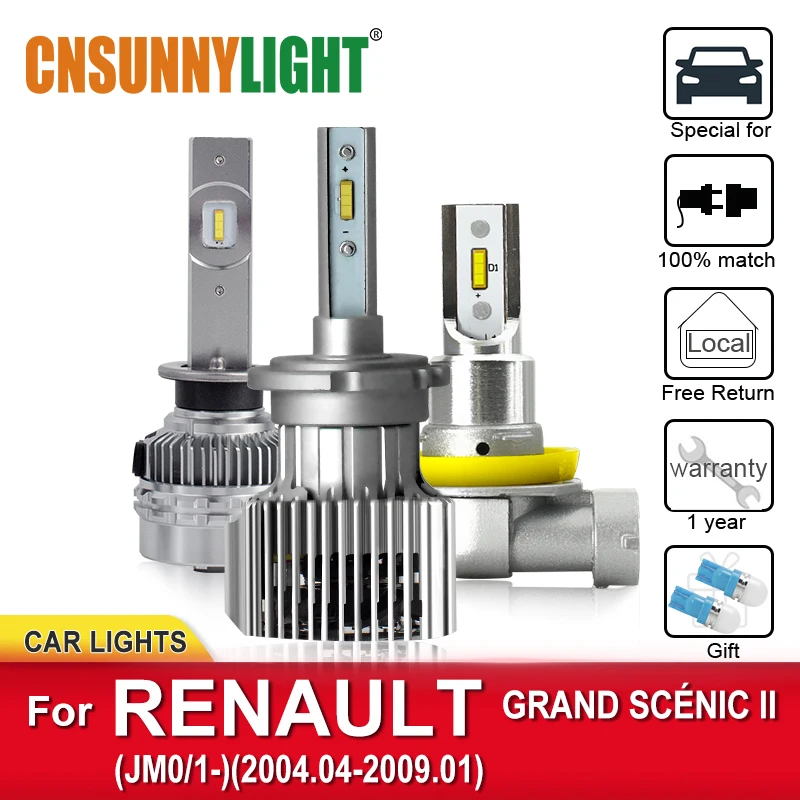 

CNSUNNYLIGHT Auto LED Headlight Bulbs For RENAULT GRAND SCENIC II JM0/1 2004-2009 Foglamp Bulbs Headlamp High Brightness Lamps