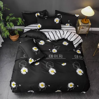 

Classic Black Bedding Sets Quilt Cover Duvet Set Pillowcases Full Twin King Queen Double Single Size Bedclothes Home Textile