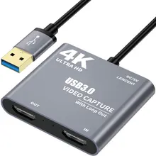 Carte d'acquisition pour jeux vidéo et Audio, compatible USB 1080 vers HDMI, 4K, 3.0 P, 60 enregistrements complets, avec boucle, connexion USB 1080, caméscope DSLR