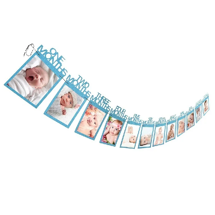 1 комплект, первые баннеры для дня рождения 12 месяцев, Бумажная гирлянда для фотографирования в виде бантика для детского душа, для мальчиков и девочек, для 1-го дня рождения, украшения на стену