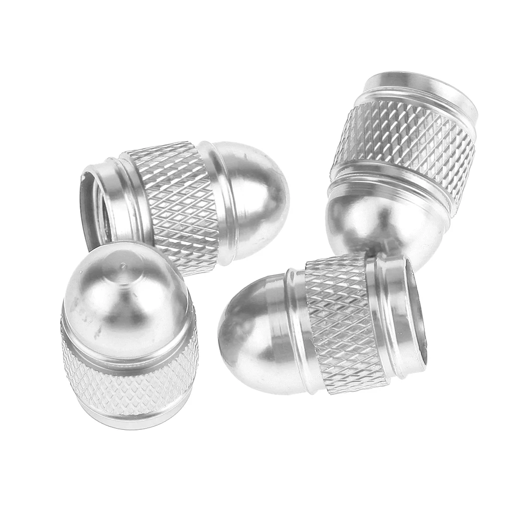 4x Silver Anodized Tires Stem Dust Cap For Car Bike Van Truck Repair