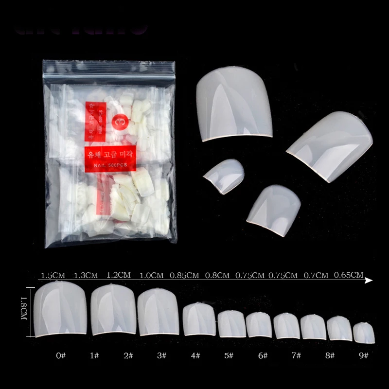 500 Stück künstliche Zehennägel-Spitzen, französisches Acryl, vollständige Abdeckung, professionelle Nail-Art-Dekor, Maniküre-Werkzeuge für Zehennägel – Detail 2