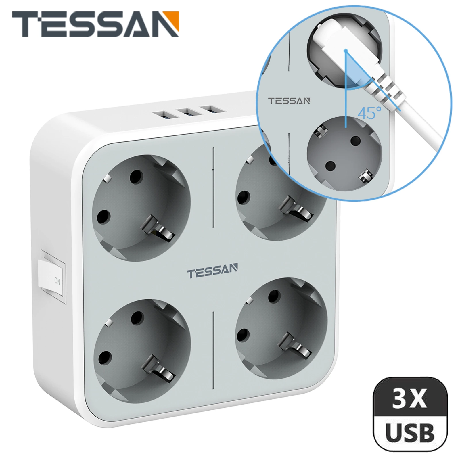 TESSAN regleta de enchufes de 1/4 vías con 2/3 USB (5V/2.4A) e interruptor de encendido/apagado, de enchufe de pared la UE para Smartphone, portátil|Enchufe eléctrico| - AliExpress