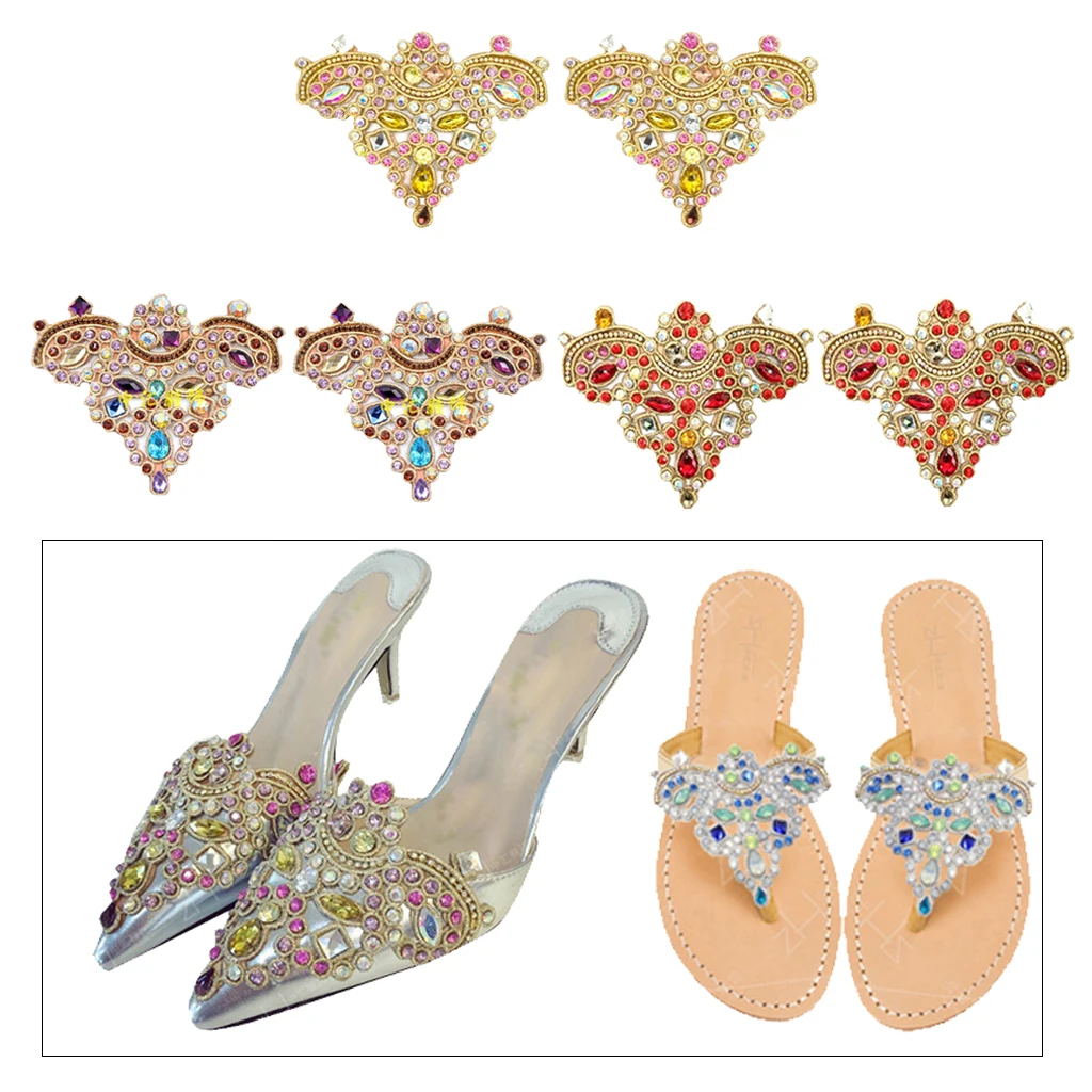 

2x Crystal Shoe Clips Charm Buckle Removable Bag Dress Shoe Hat Decorations Elegant Rhinestone Pearl Shoes Clips Decoration