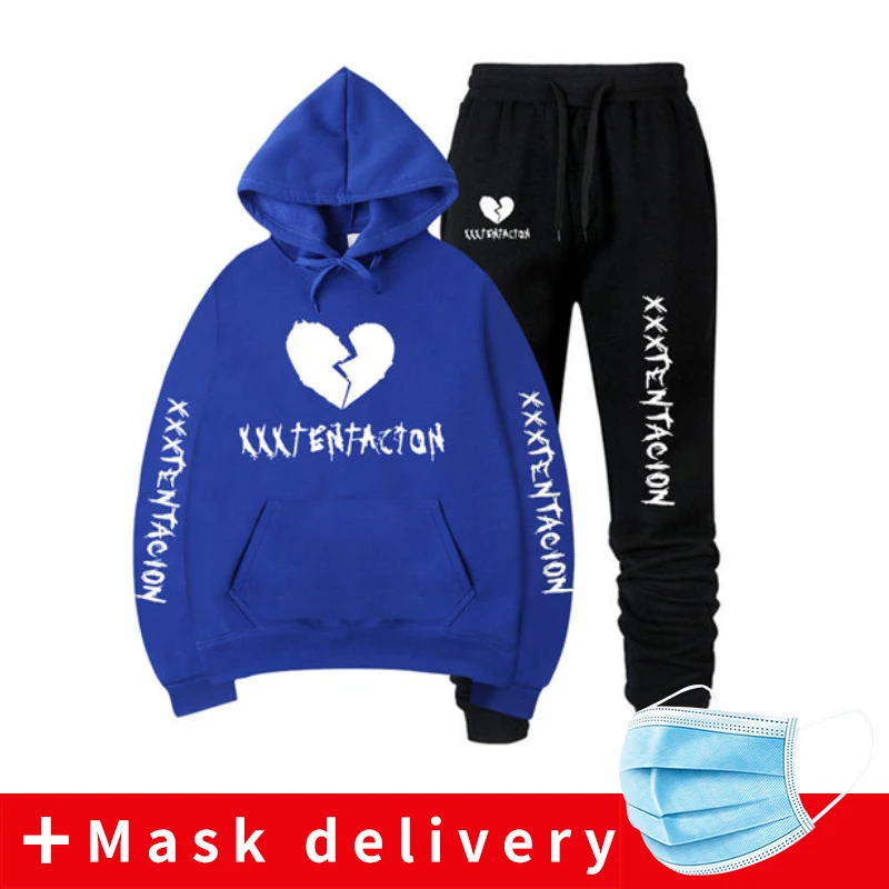 

Tracksuits Men Polyester Sweatshirt Sporting Fleece 2020 Gyms Spring Jacket + Pants Casual Men's Track Suit Sportswear Fitness