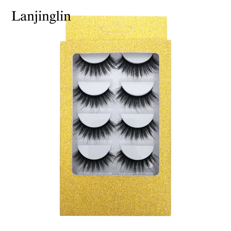 LANJINGLIN, 5 пар, накладные ресницы из искусственной норки, полная полоска, ресницы ручной работы, пушистые, объемные, 5d, для наращивания ресниц, макияж, натуральные, cils, G800