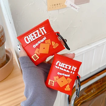 

Cheese Galletas Cookies Food 3D Case For AirPods 1 2 Pro 3 Charing Box Soft Silicon Wireless Bluetooth Earphone Protective Cover