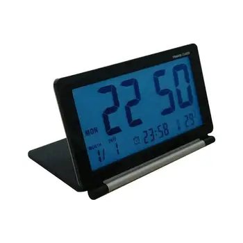

LED Ultrathin Mini Portable Travel Clamshell Digital Table Alarm Clock with Night Lamp