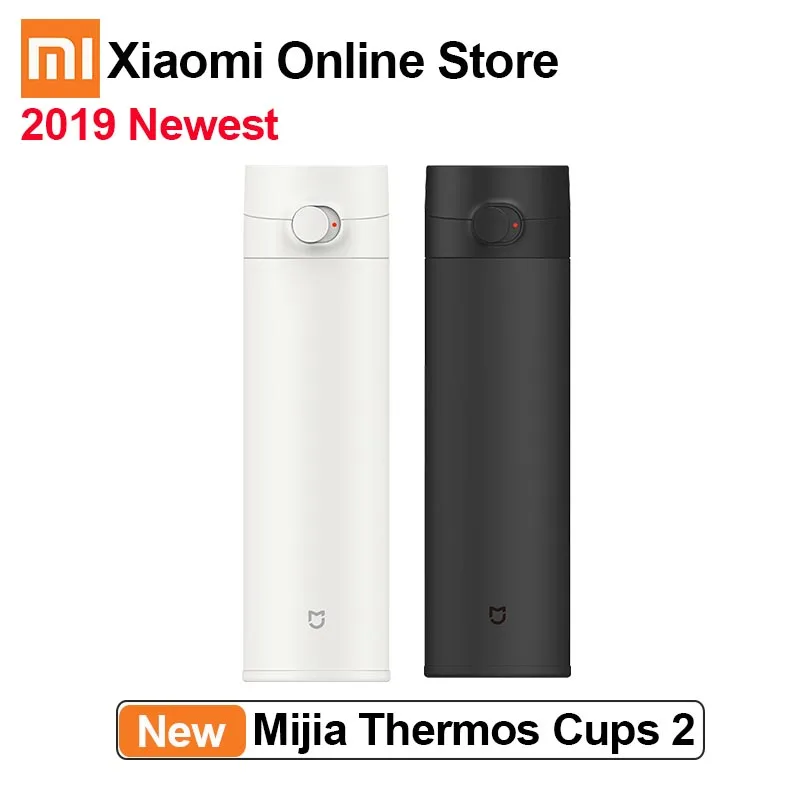 Термосы Xiaomi Mijia, 2 чашки из нержавеющей стали, вакуумная кружка, емкость 480 мл, портативная кружка для воды, замок, холодная эластичная бутылка с переключателем