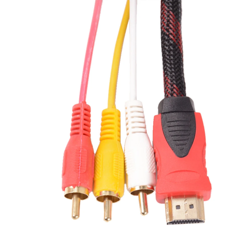 1.5M conversion converter HDMI-compatible to RCA cable male to 3 RCA AV male AV composite M/M connector adapter cable cord hdmi to av adapter audio video converter adapter