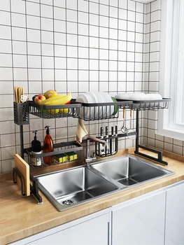 

stainless steel sink drain rack kitchen dish utensils chopsticks storage shelf bathroom organizer prateleira porta tempero