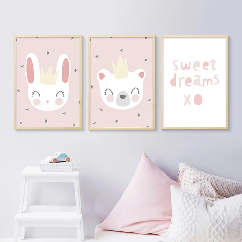 

Rabbit Bear Canvas Art Poster Nursery Quotes Decorative Print Wall Painting Nordic Kid Decoration Picture Baby Bedroom Decor