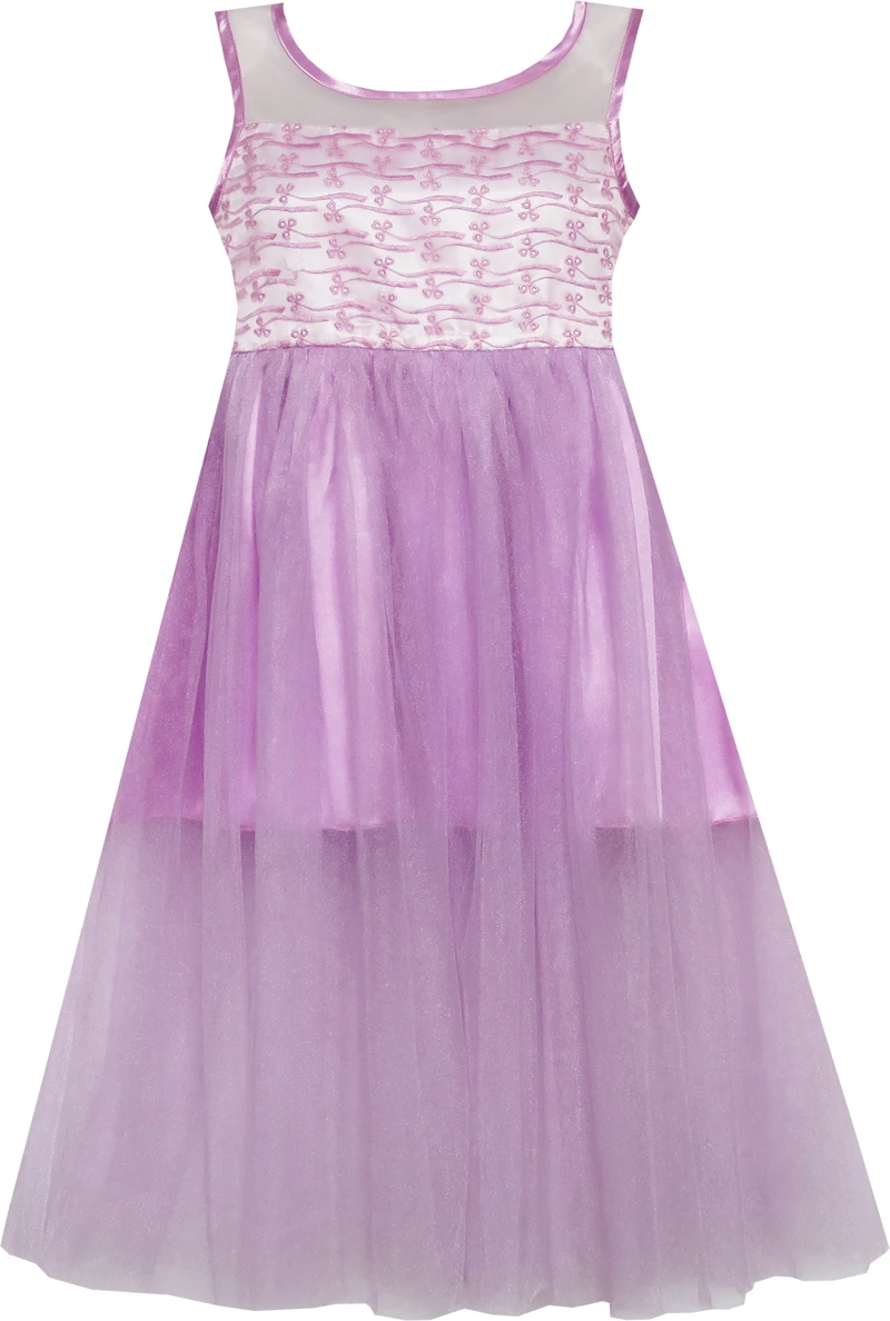 Girls Dress Satin Tulle Overlay Princess Party Purple 2020 Summer Wedding Dresses Girl Clothes Pageant Sundress Vestidos | Детская