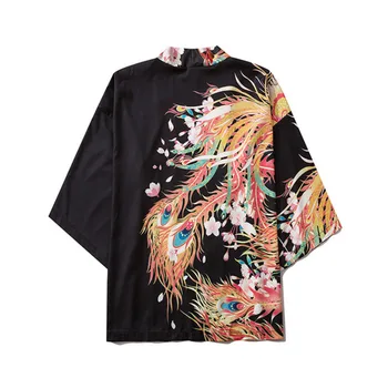 

#3700 Summer 2020 Thin Black Kimono Jacket Cardigan Casual Kimono Capes Vintage Streetwear Sunscreen Men Kimono Coat 3D Print