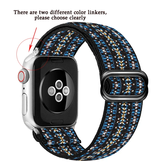 Soft and comfortable nylon Loop elastic buckle Apple watch band 38mm 42mm Series 7 SE654321 For iWatch Strap Bohemia braid  44mm 8