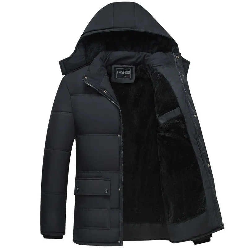 Парка мужские пальто зимняя флисовая куртка Мужская Утепленная с капюшоном водонепроницаемая верхняя одежда теплое пальто куртки для отца повседневные мужские пальто
