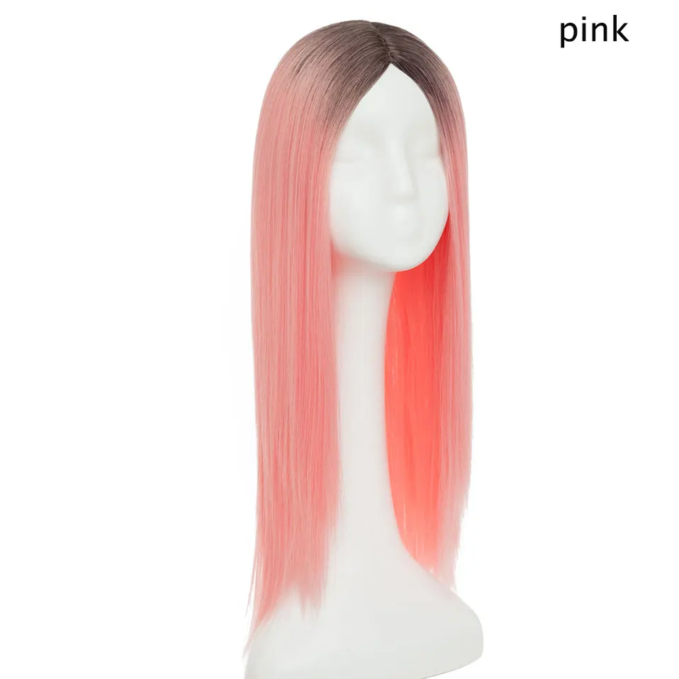pink2 SNOILITE 24 дюйма длинные волнистые косплей парик Красный Зеленый Пупс Розовый Черный Голубой серебряный серый блонд коричневый 60 см синтетические волосы парик для женщин - Цвет: pink2