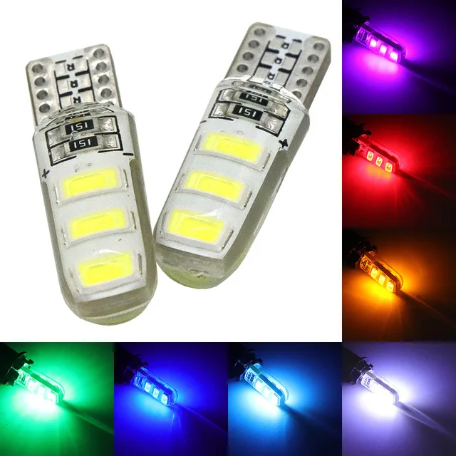 

100pcs Wholesale T10 Silicone Case 6 SMD 5630 LED Car Dome Light W5W 194 6LED 6SMD 5730 LED Wedge Lamp Parking Bulb 12V 100X