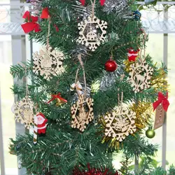 6 Снежинки Деревянные Подарочные бирки Рождественская елка висячие украшения Санта-Клаус Веселые Рождественские Подвески рождественские