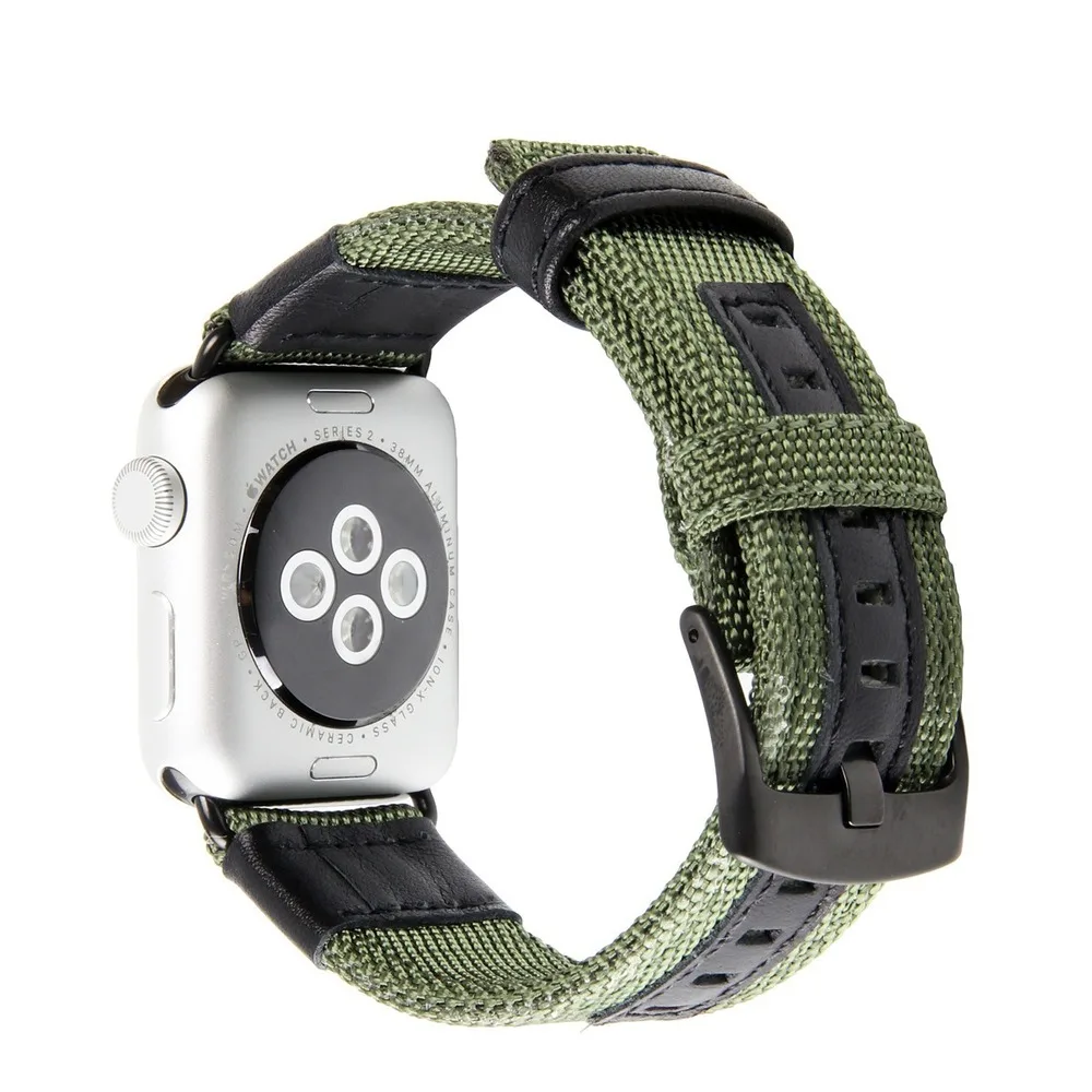 Ремешок из натуральной кожи для Apple Watch 6 5 40 44 мм нейлоновый плетеный браслет iWatch SE