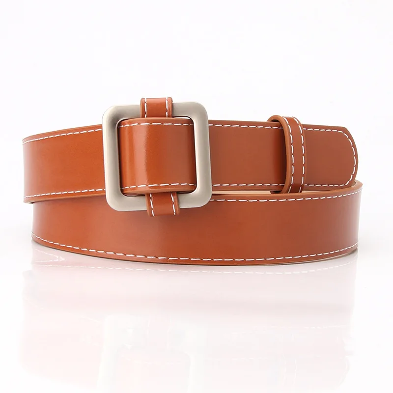 

2019 Fashion Leather Women Belts Female Causal Belt Square Gold Buckle Belts for Women Lady Designer Girdle Luxury Straps