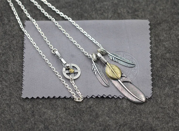 s925 sterling silver pendant necklace personality fashion style feathers shape cross round bird set to send lover's gift