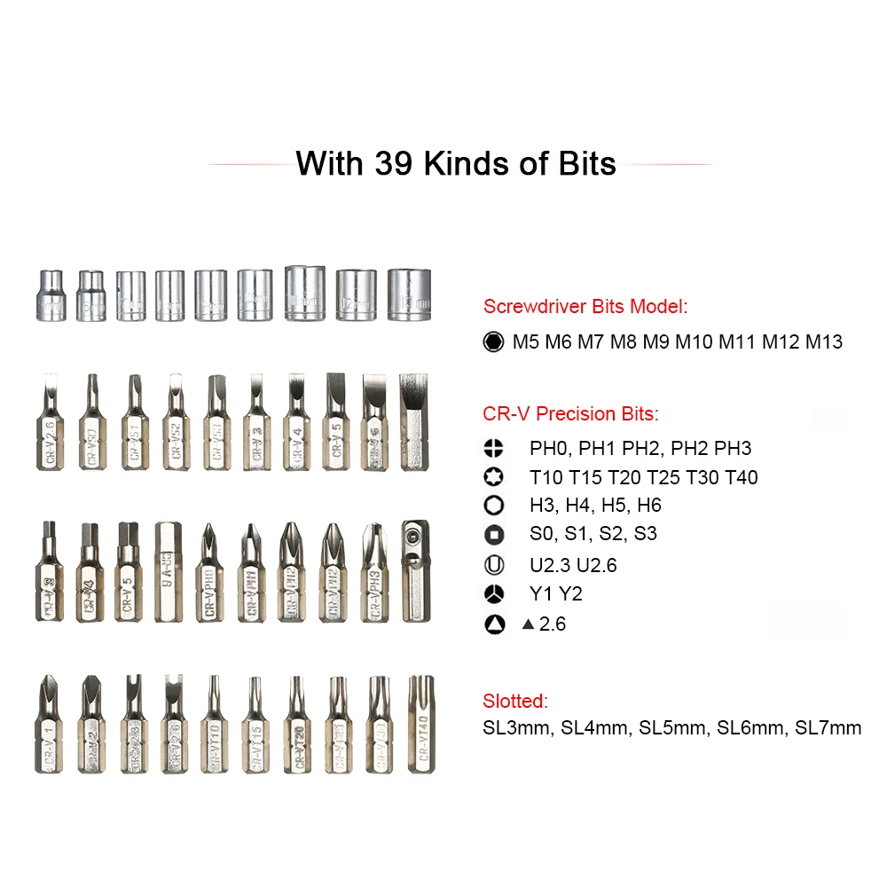 Набор отверток 41 в 1, Набор выдвижных магнитных ручных инструментов, набор отверток, набор профессиональных инструментов для ремонта с 39 шт. битами