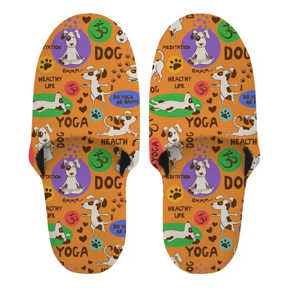 

NOISYDESIGNS Women Slip on Flats Female Slides Warm Winter Indoor Slippers Dogs Patter Cute Home Lady Fur Shoes Sandalias