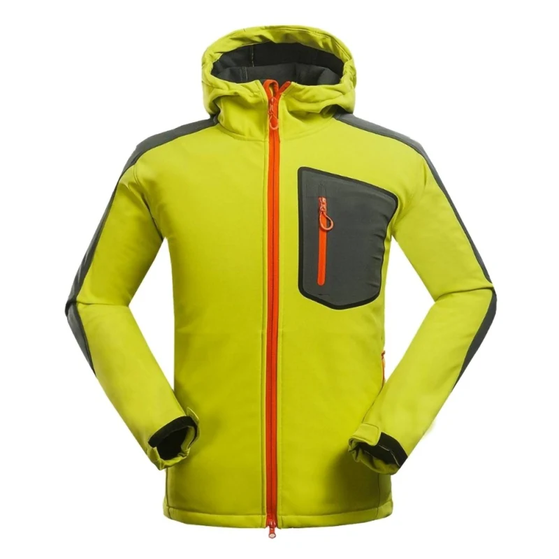 Мужская куртка из водонепроницаемого флиса с капюшоном, дождевик, ветровка для кемпинга, походов, спортивной одежды