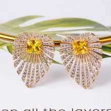 XIUMEIYIZU листья дизайн кубического циркония серьги для женщин Мода Свадебная вечеринка Дубай Роскошные ювелирные изделия темперамент большой серьги гвоздики