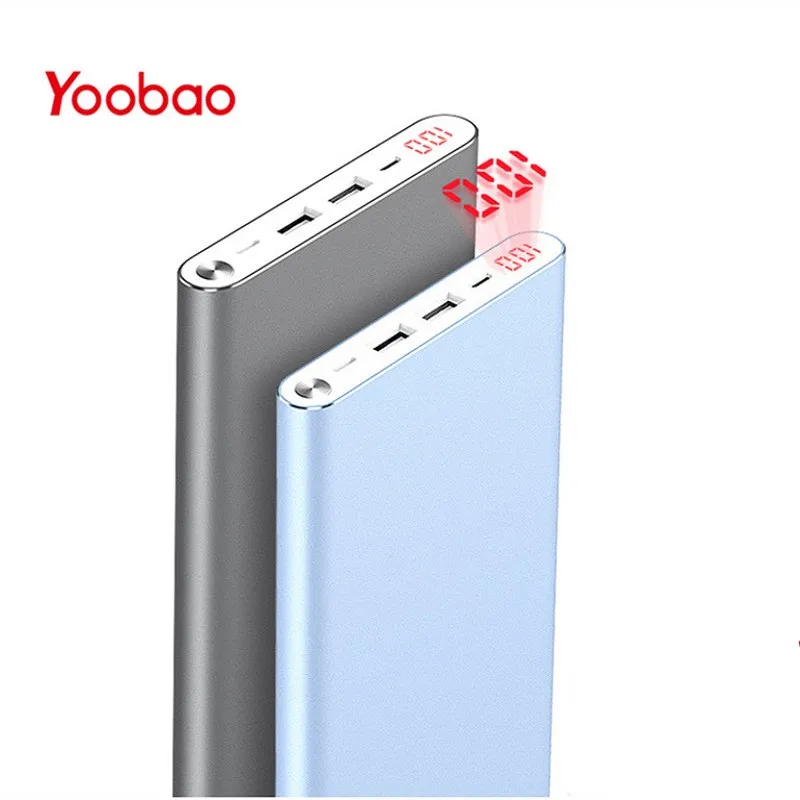 Skup Yoobao A2 Power Bank 20000mAh podwójne wyjście wejście USB ultra cienki bateria zewnętrzna z cyfrowym wyświetlaczem mobilna przenośna ładowarka