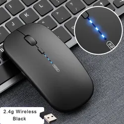Rechargeable Silent Wireless Ergonomic Mouse with Power Display and Adjustable DPI (Black)