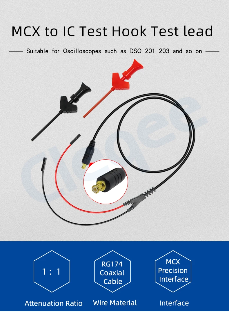 Mueller MCX Digital Hook Clips Probe for DSO Nano Quad 201 203 Oscilloscope 