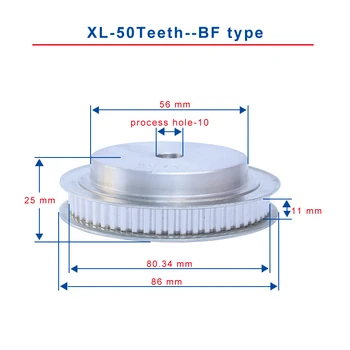 

1 pc XL 50T Timing Pulley Process Hole 10mm Teeth Pitch 5.08 mm Aluminum Pulley Wheel Slot Width 11 mm For 10 mm XL Timing Belt