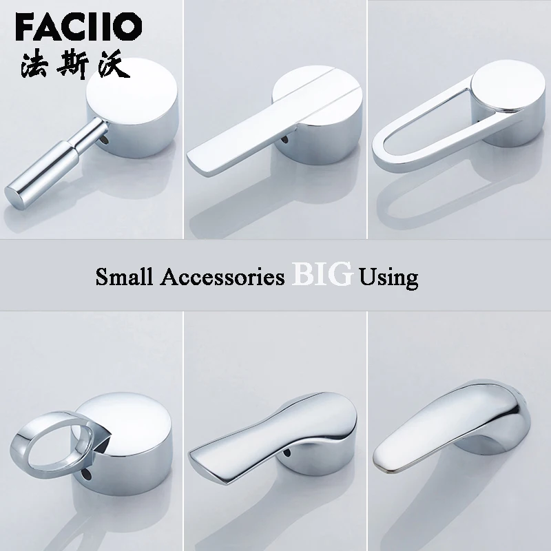 FACIIO Bathroom replacement Faucet Handle Chrome Plated Faucet Accessories Basin Mixer for 35mm/40mm Cartridge Spool Faucet