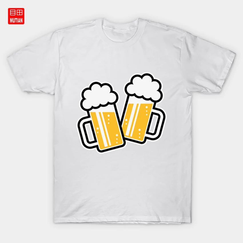 2 пивных бокала для радости! Футболка с надписью Beer Oans | Мужская одежда