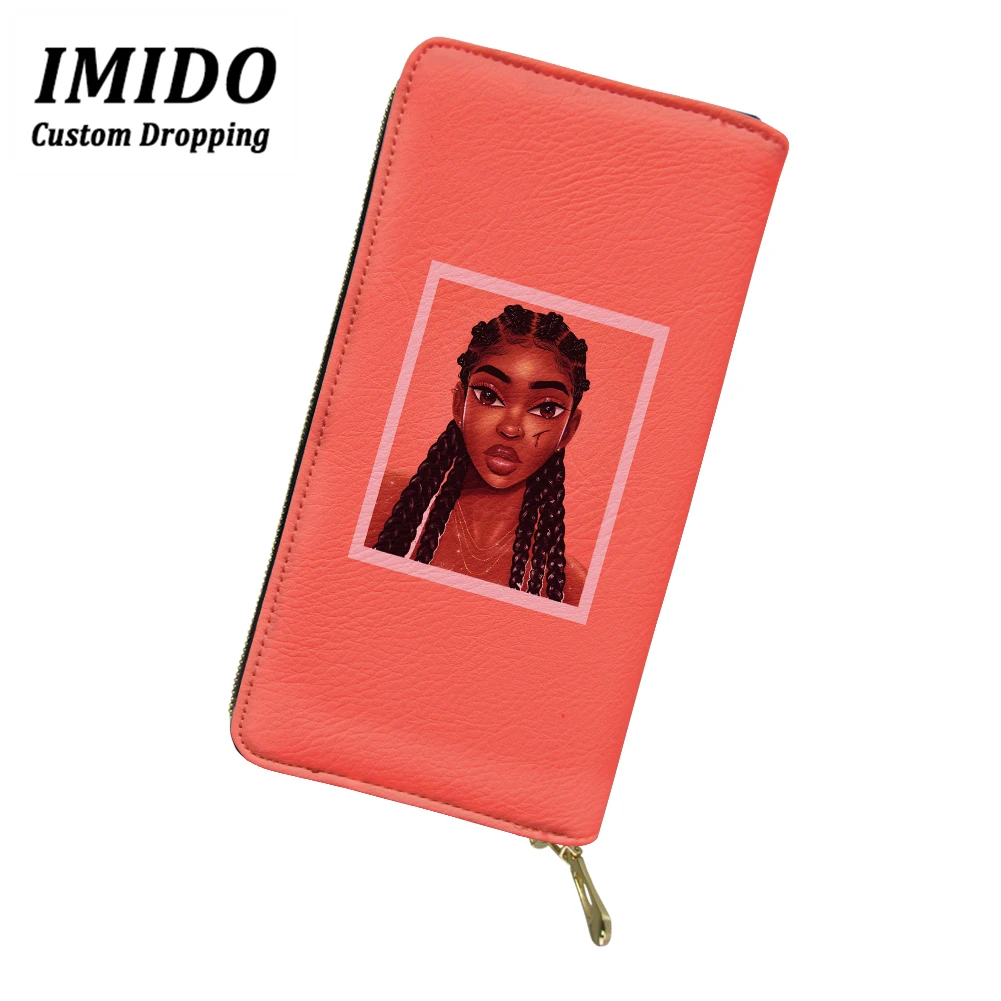 IMIDO, модный кошелек, Черная Королева, африканская девушка, узор, многофункциональные кошельки на молнии, Женский кошелек, сумка для мобильного телефона, кошелек, Carteras - Цвет: wll5087