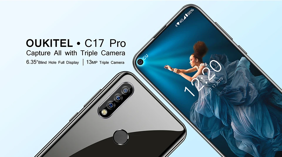 OUKITEL C17 Pro 4G 64G смартфон 6,3" 19:9 глухих отверстий Android 9,0 мобильный телефон Восьмиядерный Тройная задняя камера отпечаток лица